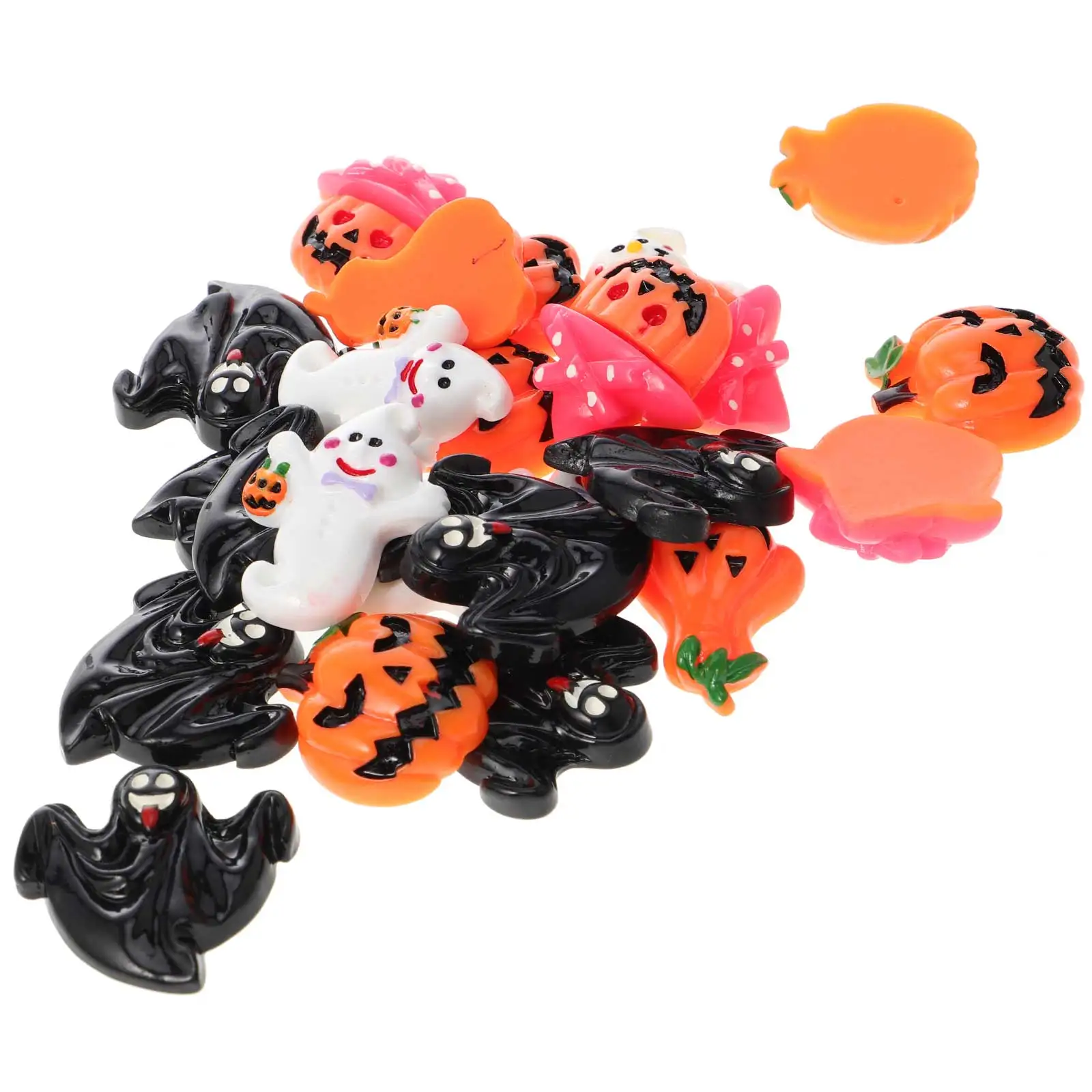 

24pcs Halloween Resin Flatback Beads Mixed Diy Craft Jewelry Accessories Hairpins Decor Party Favours Cabochons For Scrapbooking