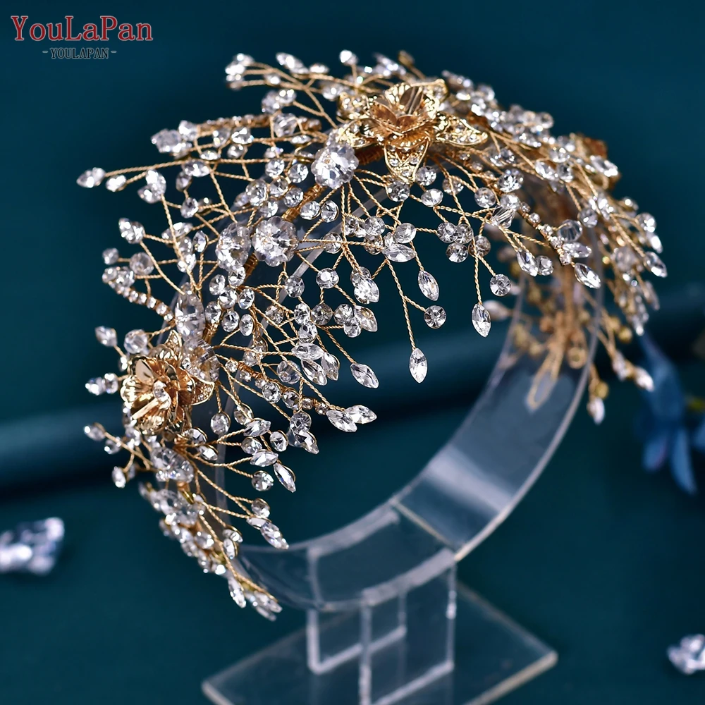 YouLaPan Wedding Headband for Bride Hair Ornament Alloy Flower Bridal Tiara Accessories Silver Gold Color Woman Headpiece HP286