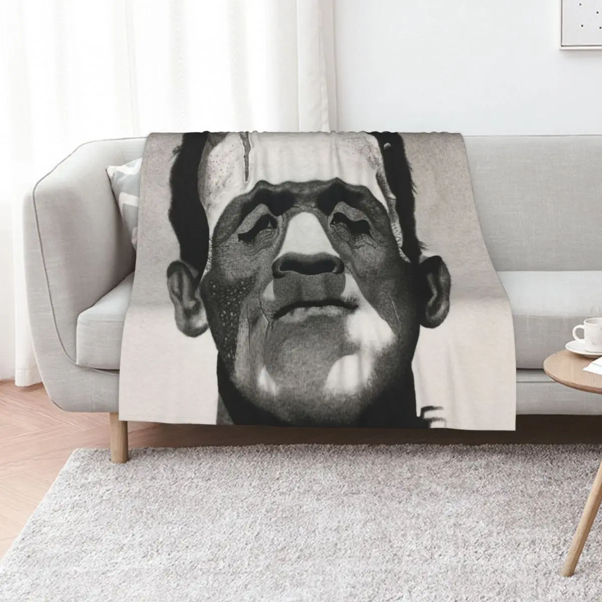 Classic Monster Frankenstein Charcoal Drawing Throw Blanket Luxury Thicken Stuffeds Beach Cute Nap Blankets