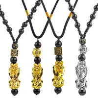 Pixiu Pendant Bring Wealth and Good Luck Charm Car Ornament Chinese Feng Shui Faith Obsidian Stone Beads Car Decoration