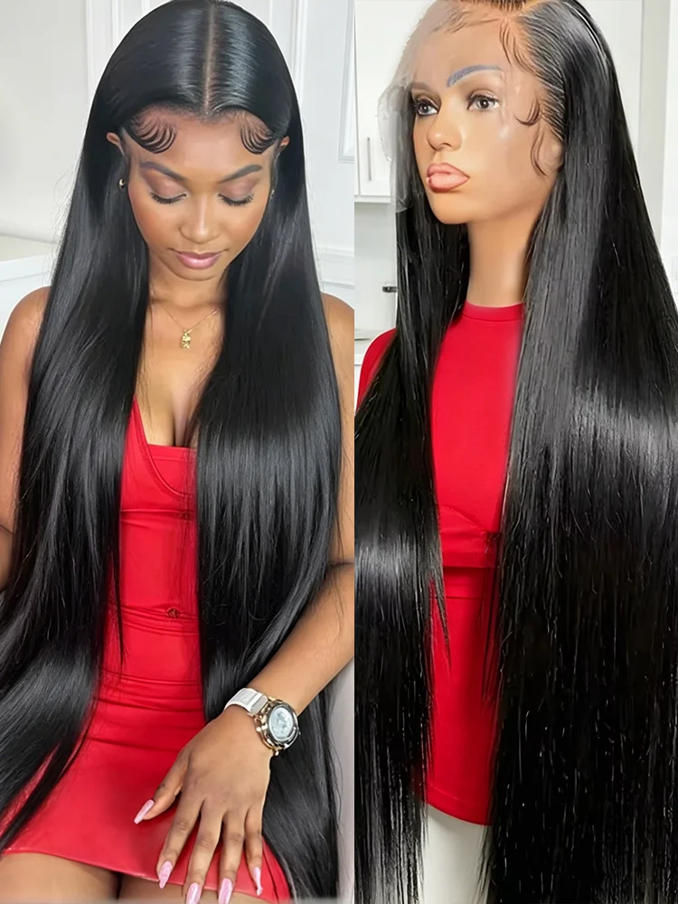 

30 40 Inch 13x6 360 HD Transparent Lace Frontal Wigs Preplucked 200 Density Bone Straight Brazilian Human Hair Wig For Women