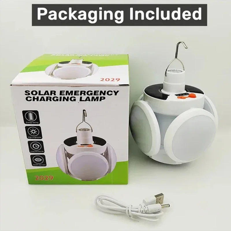 Lampe solaire Portable pliante d'extérieur, lampes de recherche LED, torche de Camping Rechargeable par USB, éclairage de secours pour pannes de courant