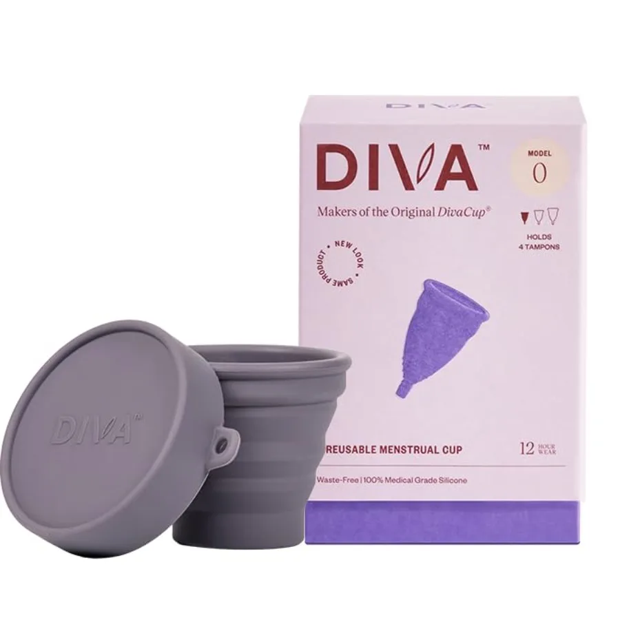 

DIVA Cup and Shaker - Медицинская силиконовая чаша для ухода во время менструации - Многоразовая менструальная чаша с шейкером для очистки в дороге.