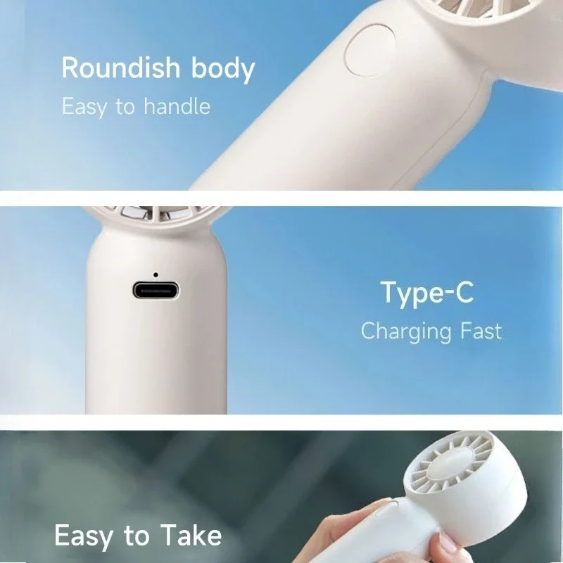 Xiaomi Youpin ミニファンハンドヘルドファン低ノイズ充電式サイレント冷却軽量ポータブルポケットファン強風屋外