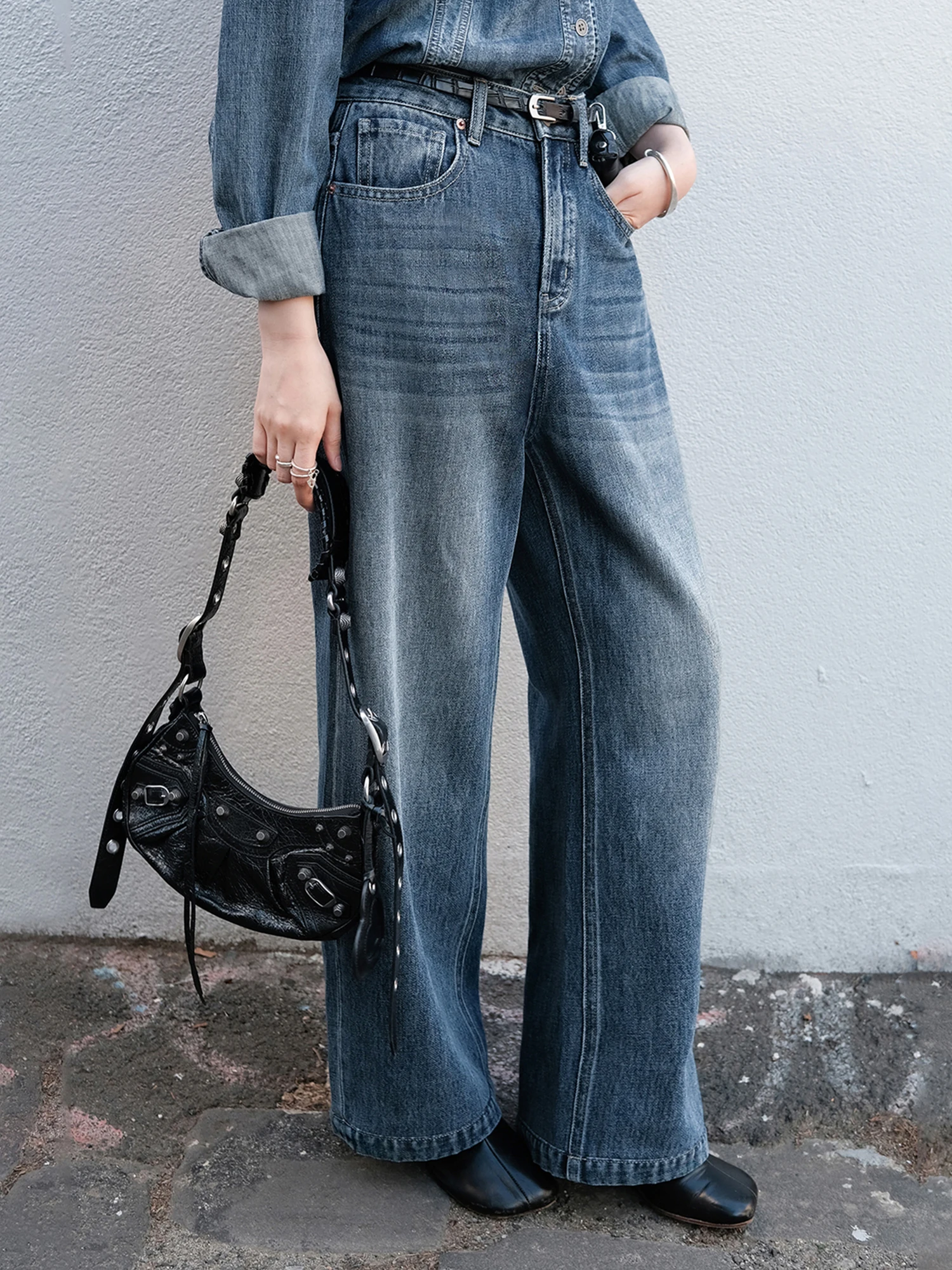 

Винтажные синие джинсы с высокой талией и прямыми штанинами, женские джинсовые брюки премиум-класса, возраст 25–29 года, весенний сезон, сделано в Китае