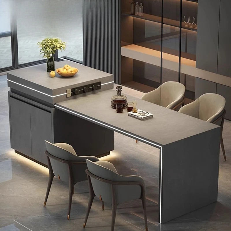 

Household retractable rock slab Zhongdao small apartment dining table integrated