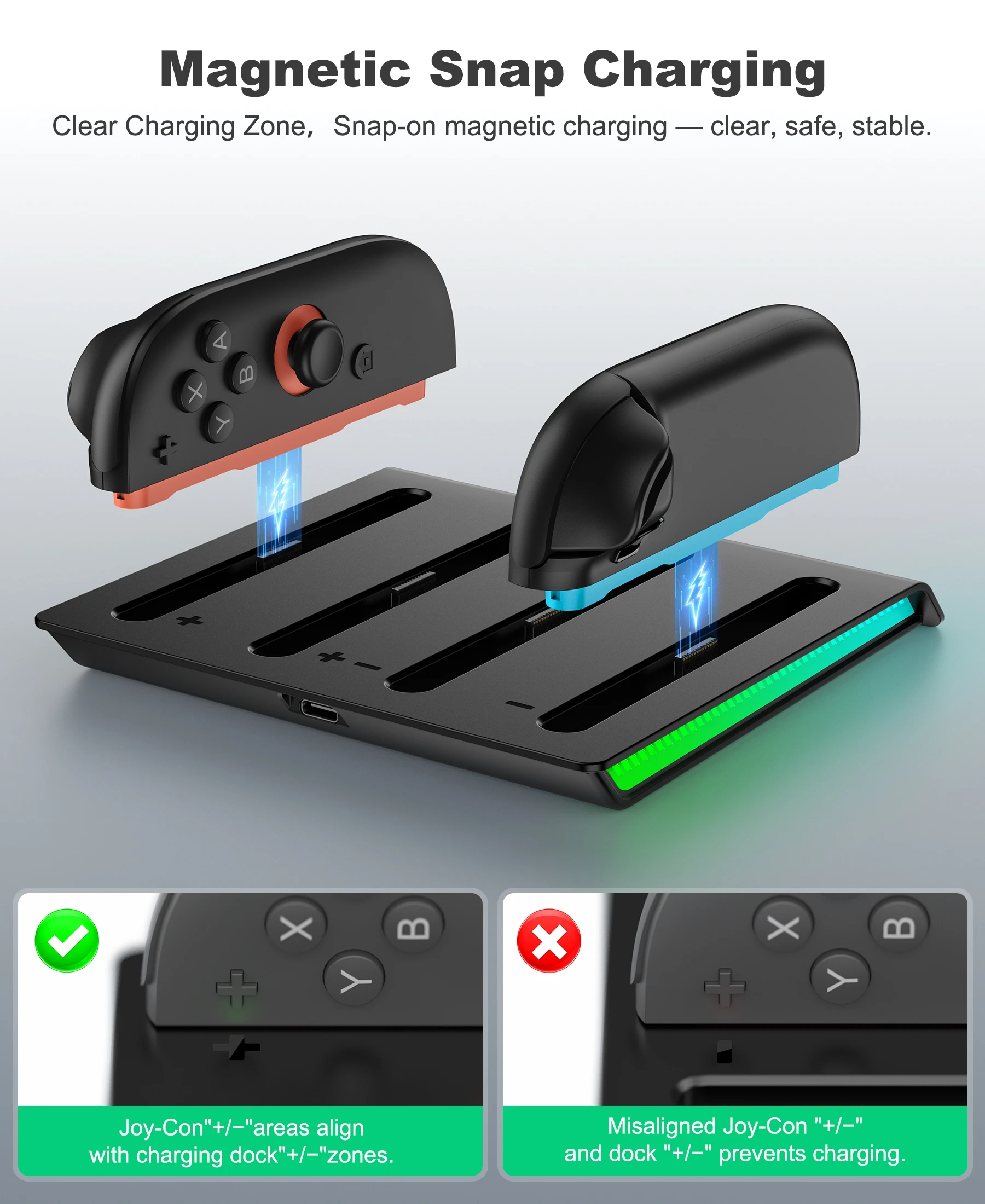BEBONCOOL Charging Dock for Switch 2 Joy Con & OLED Model  Charging Station  Charger for Switch 2 OLED Control - view 2