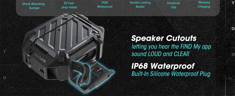 SUPCASE For Apple Airpods 5/4 Case (2026/2024) 5th/4th Generation UB Pro Robuste Vollschutz-Schutzhülle mit Karabiner – Detail 3