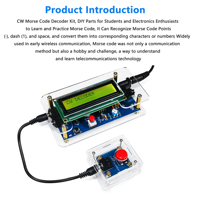 Electronic DIY CW Decoder Kit 9V DC Morse Code Reader LCD Digital Display Radio Circuit Board Welding Practice Kits