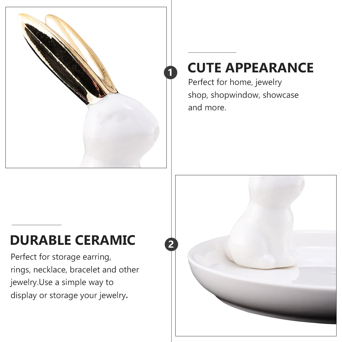 Creative Ceramic Rabbit Jewelry Organizer Tray for Home Showcase Jewelry Shop Display Storage Rabbit Ring Holder