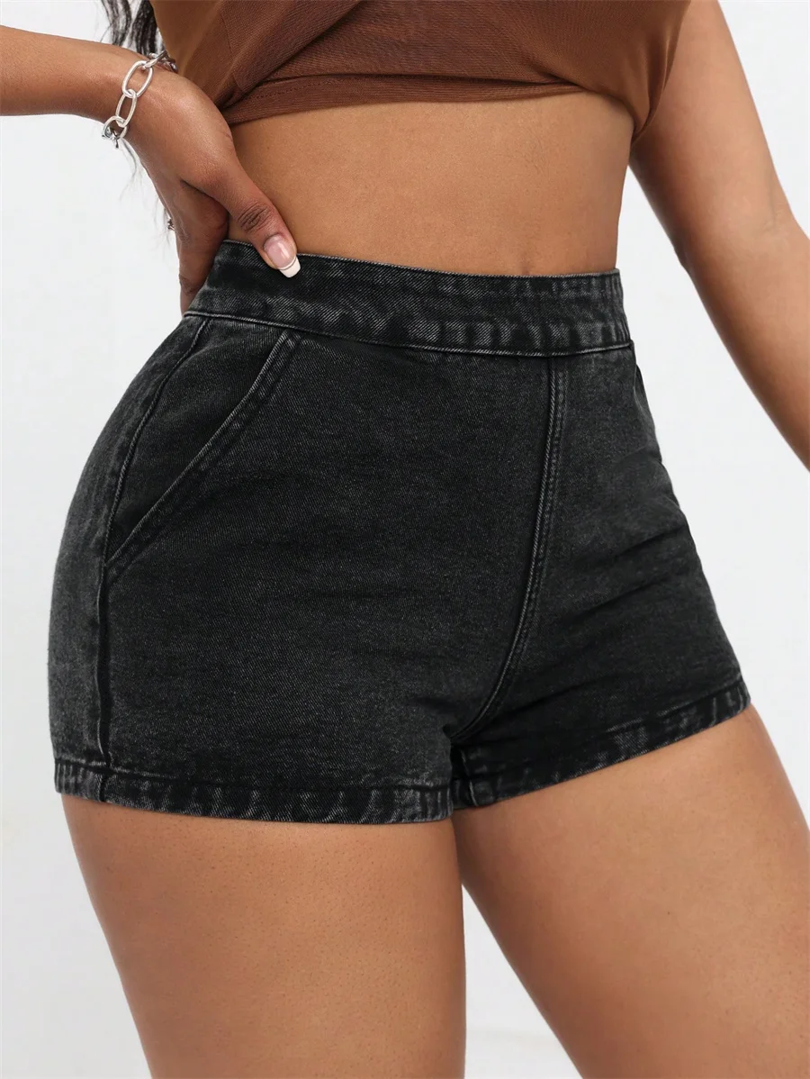 

Benuynffy 2024 New Zipper Denim Shorts Women's High Waist Summer Hot Pants Fashion Slim Fit Streetwear Skinny Jeans Shorts