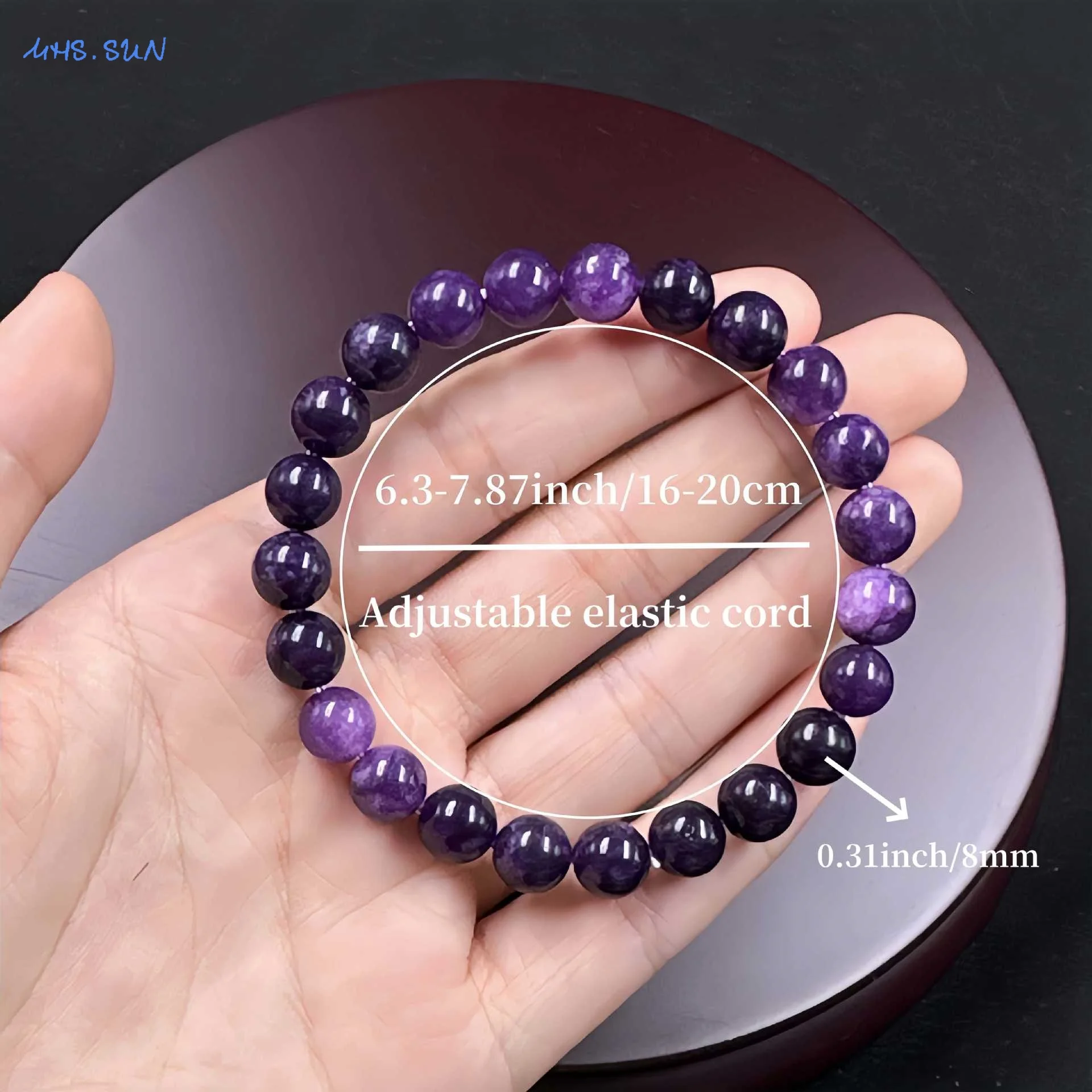 Imitation Amethyst Natural Stone Bead Bracelet Fashionable Simple Lucky Elastic Bracelets For Women Men Reiki Energy Jewelry