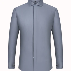 Männer französischer Aboto-französisches Babyhemd, lange Ärmel, dünne Einstellung, versteckte Knöpfe, monochrom, High-End, Hochzeitskleid, formell 10 Hauptverkäufe Babyhemd - №3