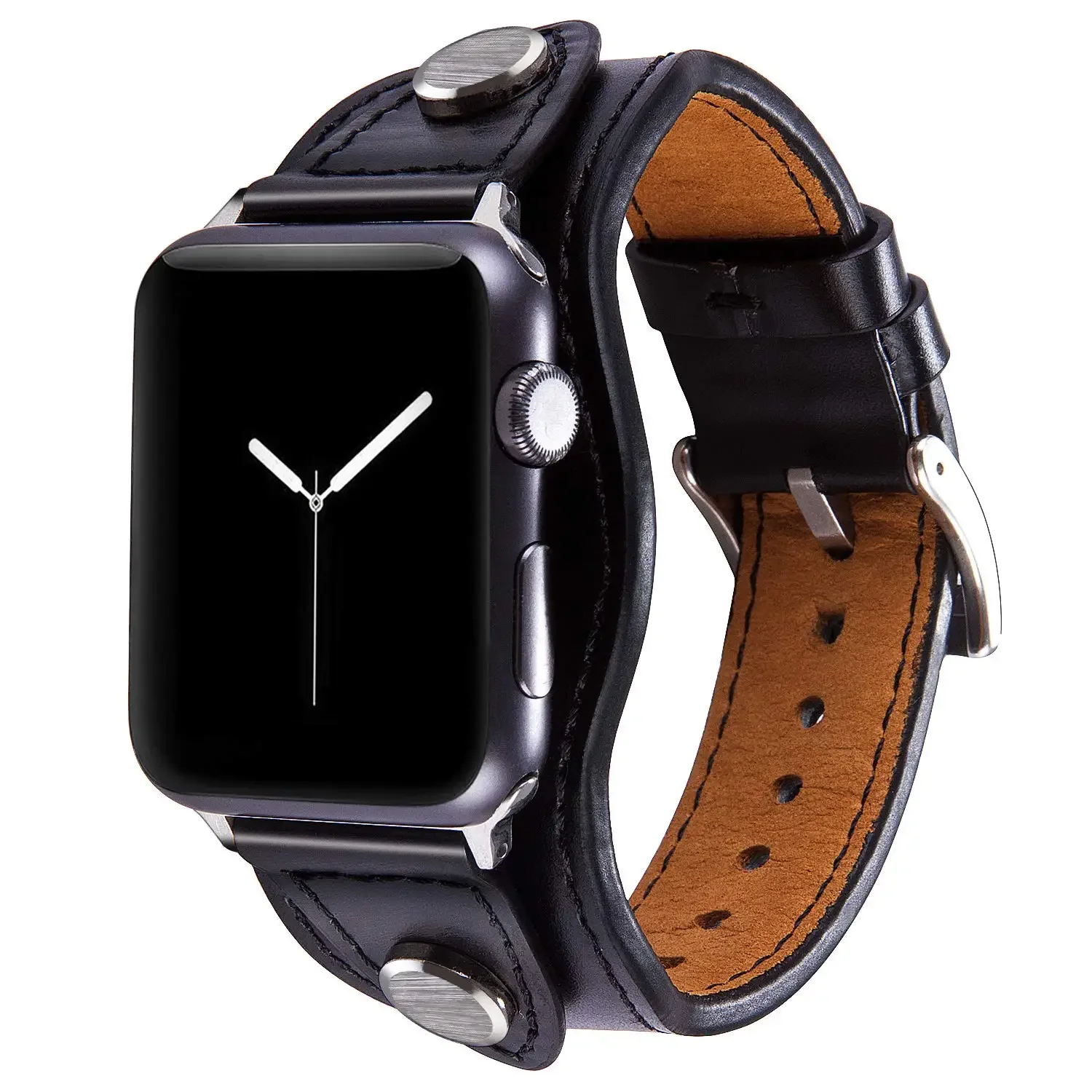 Leather strap Compatible with Apple watch band 44mm 42mm 40mm 38mm Luxury comfortable replacement strap for iwatch 7 6 5 4 3 SE