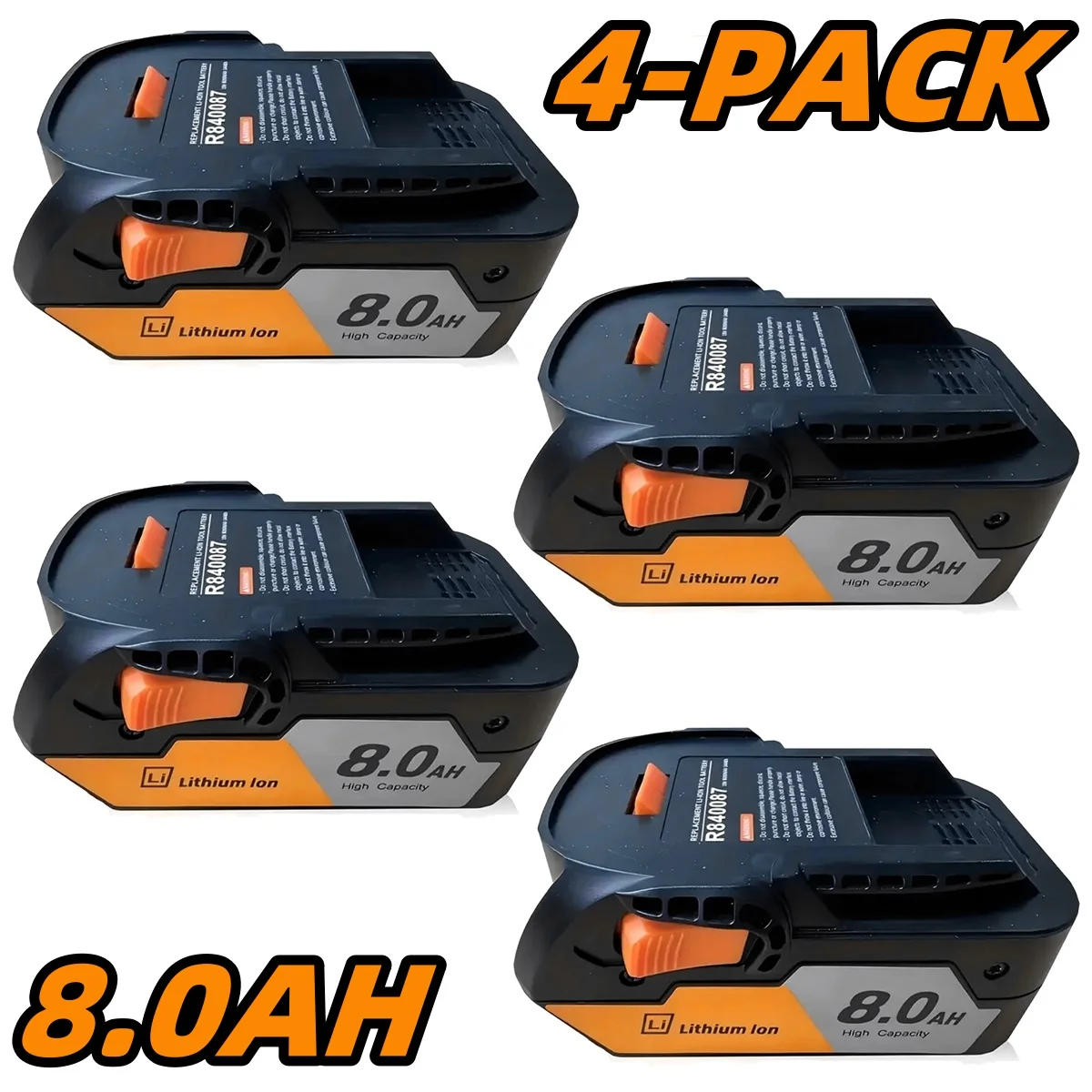 

1/2/4 упаковки R840087 18 В 8000 мАч сменная литиевая батарея для RIDGID 18 В R840083, R840085, R840086, R840087, R840089, AC840085