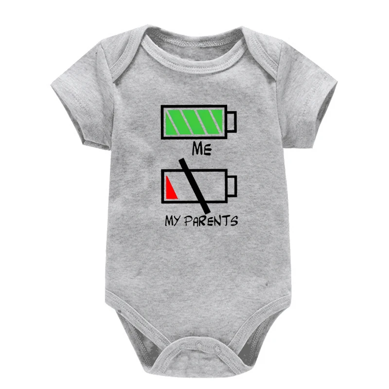 Jumpsuit Katun Bayi Grafis Lucu Anak Perempuan Laki-laki Me Vs Orang Tua Saya Pakaian Bayi Fashion Lucu Orang Tua Baterai Lemah Energi Penuh