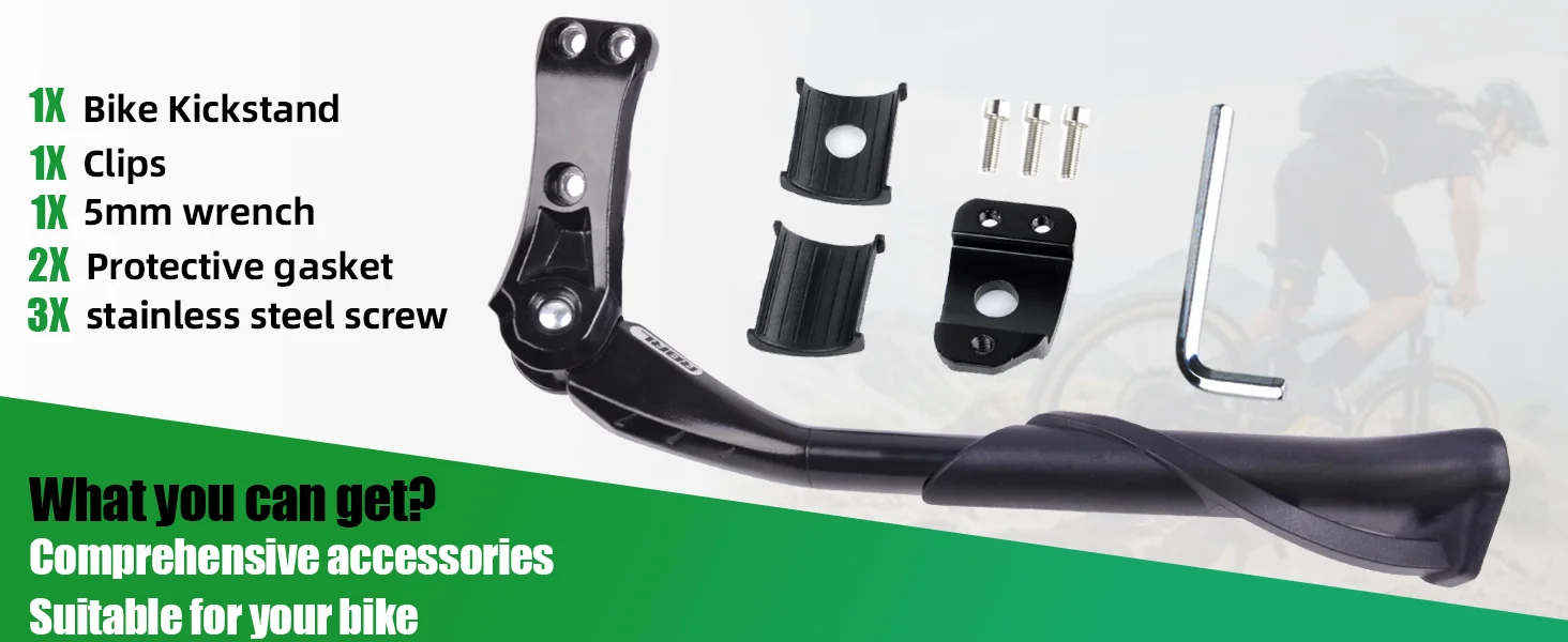 RBRL Verstellbarer Fahrradständer, Aluminium-Fahrradständer, rutschfest, langlebig, Fahrradseitenstütze für 24–29 Zoll MTB-Elektrofahrräder – Detail 6