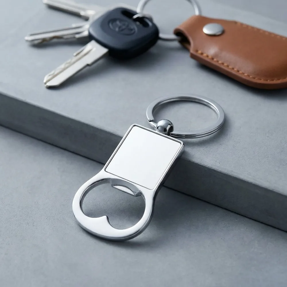Individueller Metall-Schlüsselanhänger in Verschiedenen Formen aus Zinklegierung, Auto- und Taschen-Schlüsselring, Lasergravierter Edelstahl-Schlüsselanhänger mit Flaschenöffner als Geschenk – Detail 8
