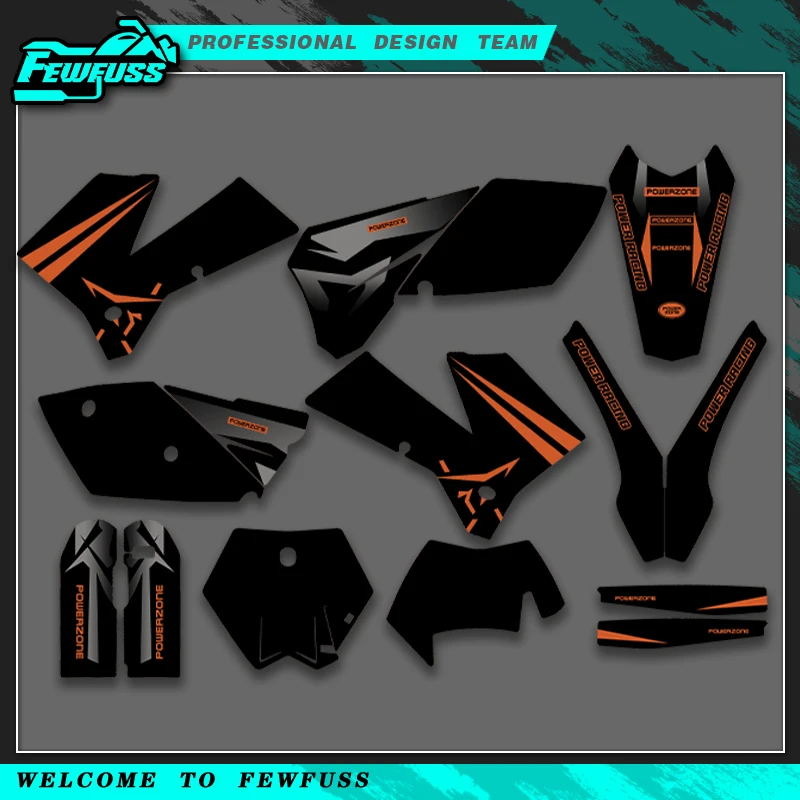 Fewfuss for KTM EXC EXCF 125 200 250 300 400 450 525 EXC EXC-F 2005 2006 2007 Graphics Decals Stickers Kit Custom Number Name