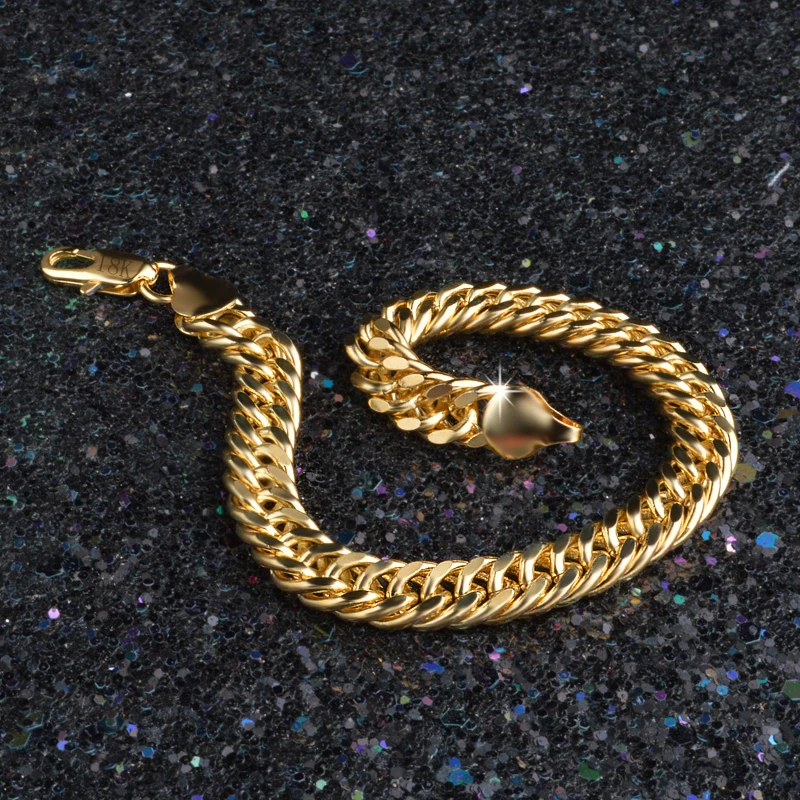 Promotion Elegant Mens Chain Bracelets Gold Coated Fashion Jewelry Wholesale Wristband Hand Bracelets Gift