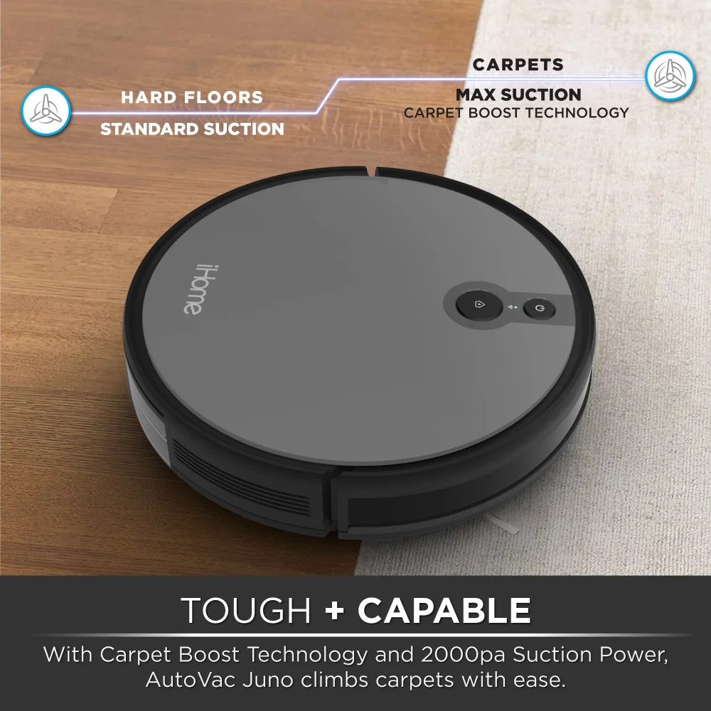 AutoVac Juno Robot Vacuum with Mapping Technology, 2000pa Strong Suction Power, 100 Minute Runtime,