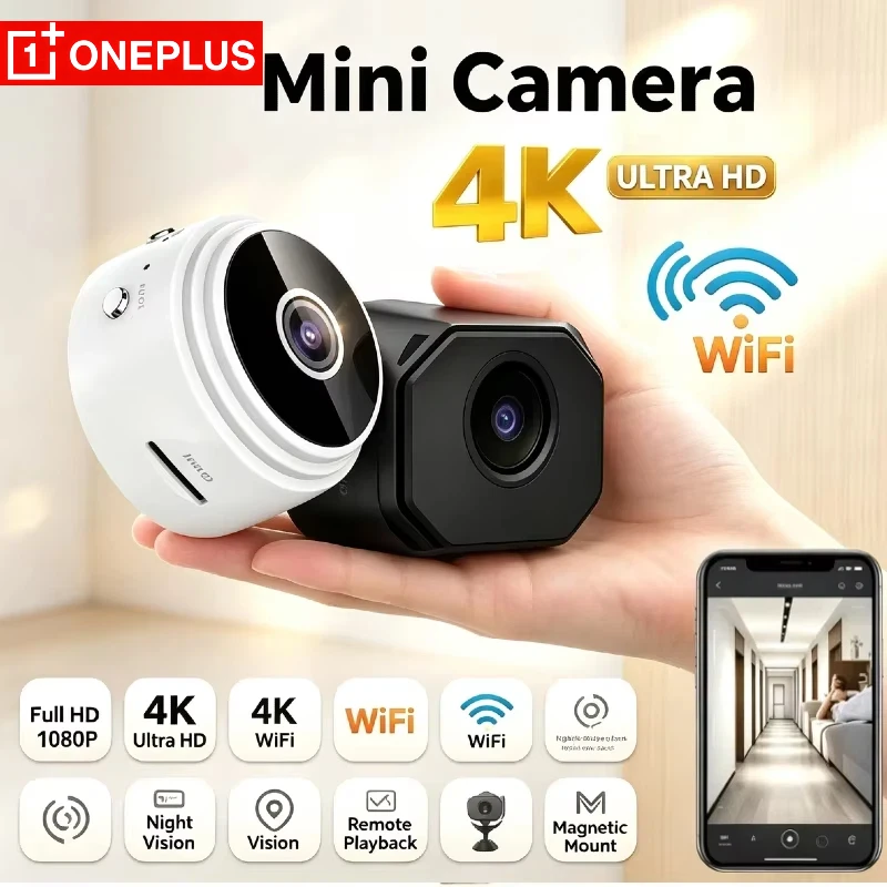 OnePlus A9 4K Ultra HD WiFi Security Camera Wireless Indoor Home Surveillance Camera  App Remote View Micro SD Card Local Video