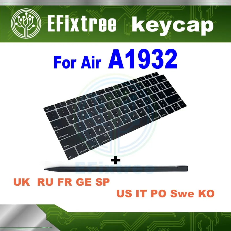 

Laptop Keycap For Macbook Air 13" A1932 Keyboard Key Cap US UK Spain Russian French DE Layout 2019 Year