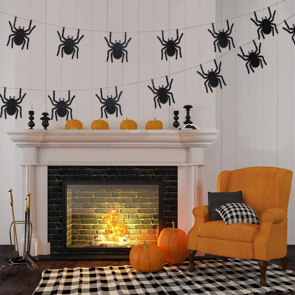 12Pcs Black Spider Wall Sticker 3D Halloween Spider Stickers Ghost Party Diy Wall Stickers for Backdrop Window Decor Supplies