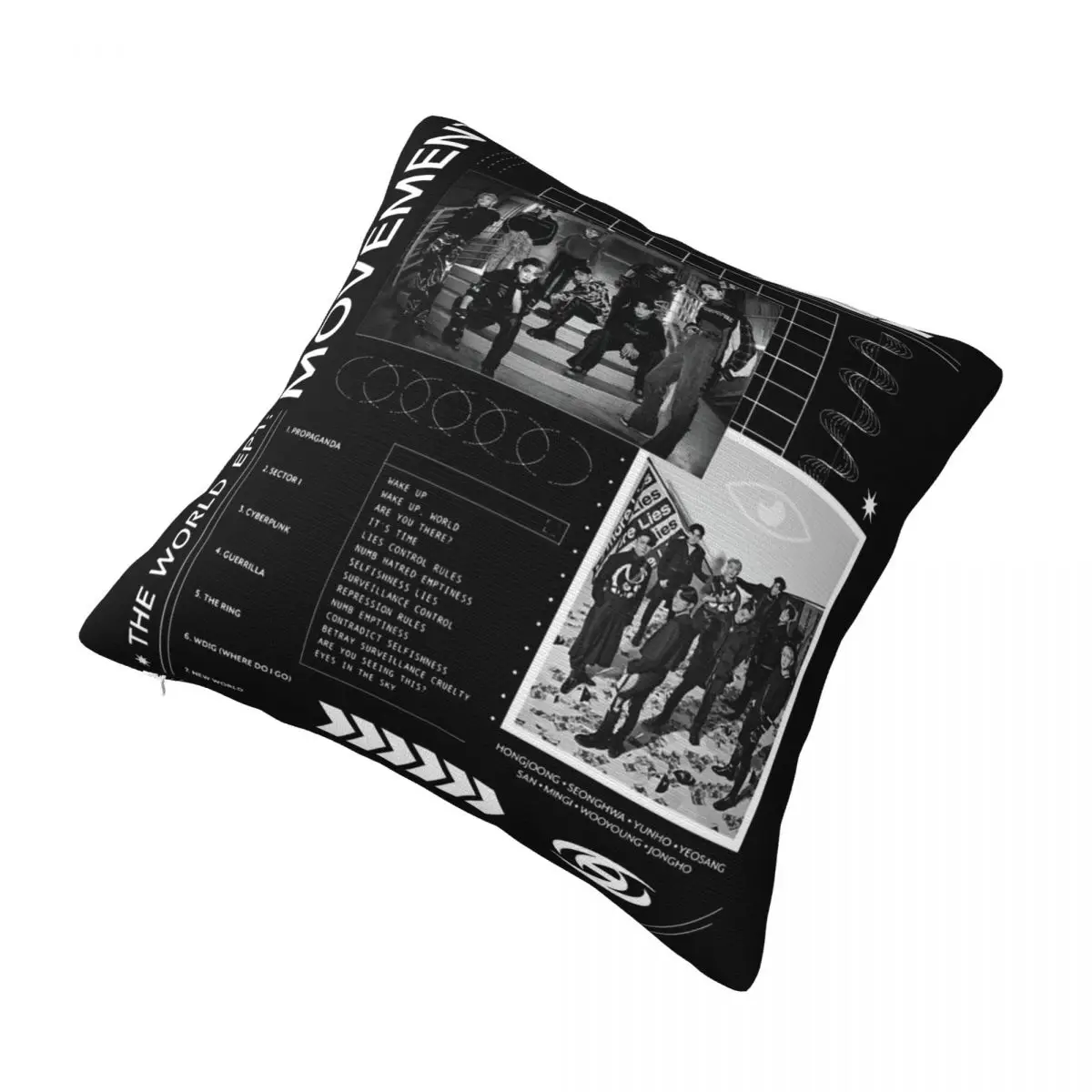 Ateez The World Movement Pillowcase Cushion Cover kpop Throw Pillow Cover Soft and Sweet Home Decorations Zipper Multiple Sizes