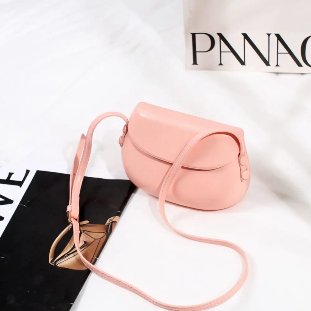 

PU Leather Candy Color Shell Bag Fashion Design Solid Color Flap Crossbody Bags Korean Style Shoulder Bag Versatile Saddle Bag
