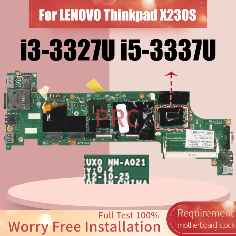 NM-A021 For LENOVO Thinkpad X230S Laptop Motherboard i3-3327U i5-3337U 04X0763 Notebook Mainboard