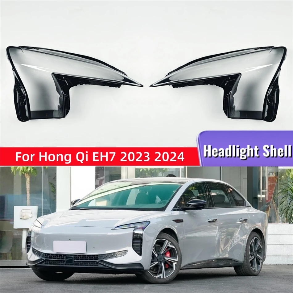 

For Hong Qi EH7 2023 2024 Auto Accessory Lampcover Caps Headlight Cap Car Front Headlight Lens Cover Lights Shell