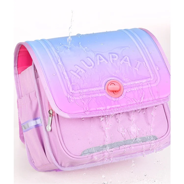 New Gradient Color Children Students Horizontal British Style Fashion Backpacks Girl Boy PU Waterproof Large Schoolbags Hot 2022