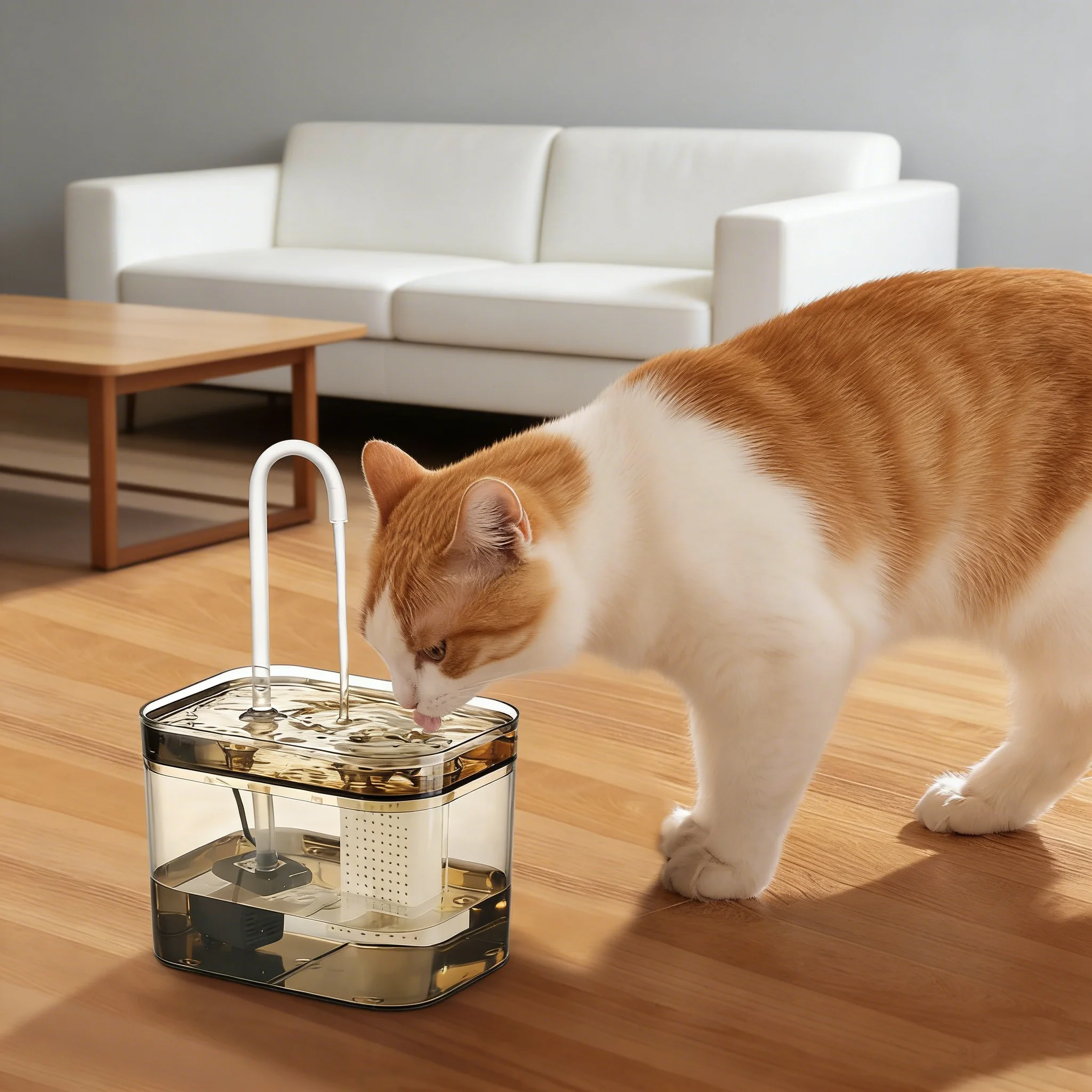 Pet Water Fountain 1.5L Auto Filter Transparent Cat Drinker USB Recirculate Filtering Water Dispenser with Pump Pet Drinking