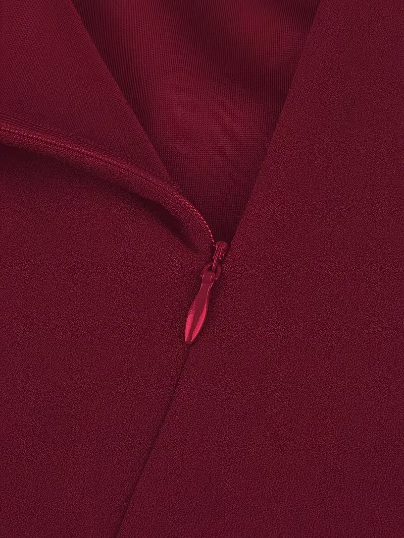 Elegantes Damenkleid mit Rundhalsausschnitt, Sommerkleid mit Schlitz, 3/4-Ärmeln, Knöpfen, für Büro und Arbeit, Figurbetontes Bleistift-Midikleid – Detail 6