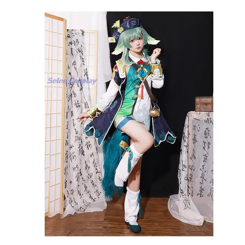 HuoHuo Cosplay Costume Wig Tail Honkai Star Rail Outfit Game Anime Cosplay Cute Ghost Girl Huo Huo Cosplay Dress Women Suit