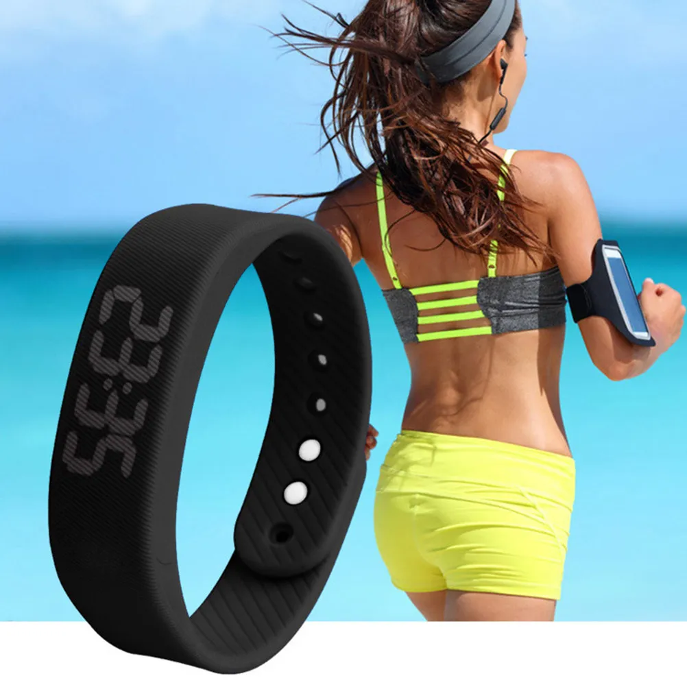LED Digital Smartwatch Black Silicone Band Outdoor Wrist Watch Running Step Counter Fitness Tracker Exercise Memory Sports