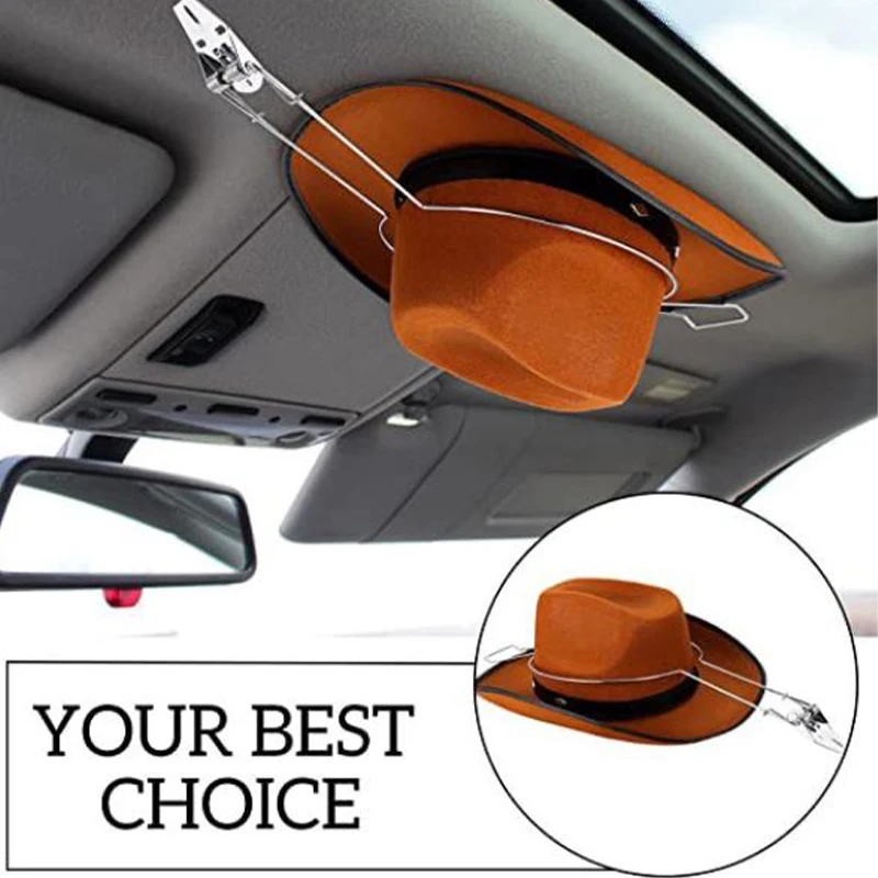 1Pc Steel Car Mounted Cowboy Hat Holder Multi-Functional Car Storage Hat Rack Hat Hook Car Accessory