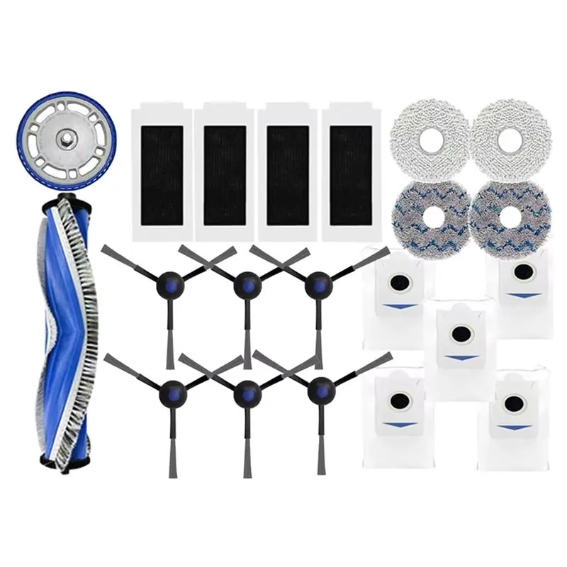 ASWUT-For Ecovacs DEEBOT X5 OMNI/X5 PRO OMNI Robot Replacement Consumables:Main Brush, Side Brush, Dust Bag, Mop Pad, Roller Bru