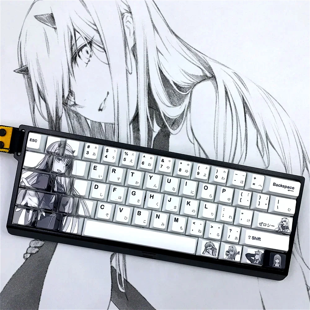 

Dragon Lady Japanese Cherry Keycap Set PBT 101 Keys Personalized Anime Keycaps for 60/64/84 Wooting Mechanical Keyboards