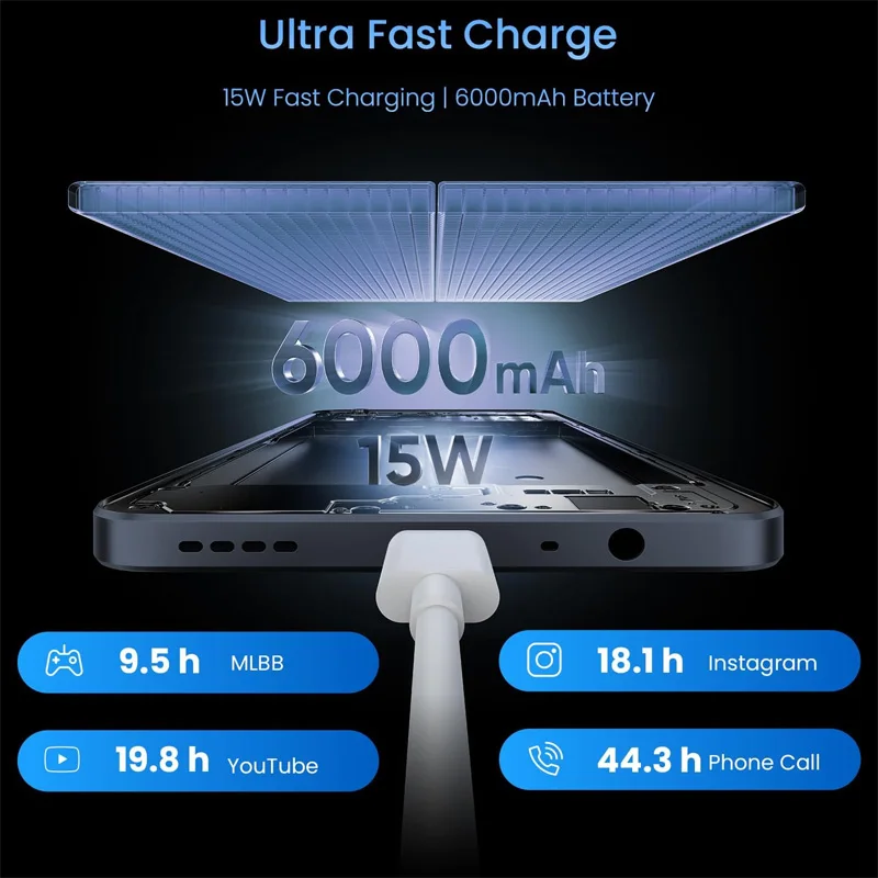 هاتف ذكي Realme Note 70T AI الإصدار العالمي بشاشة 6.75 بوصة 90 هرتز وبطارية 6000 مللي أمبير في الساعة وكاميرا Al بدقة 13 ميجابكسل وشرائح ثماني النواة IP54