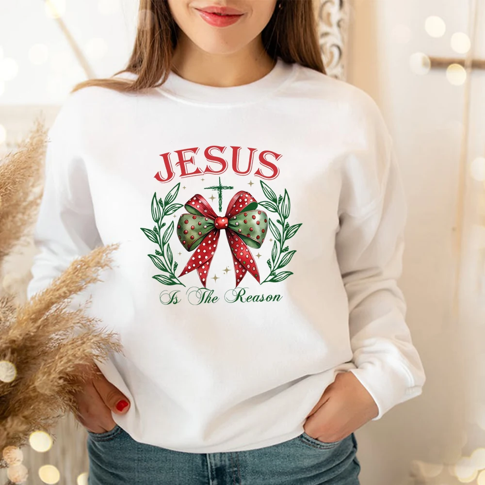 Jesus Is The Reason for The Season Sweatshirt Christmas Season Shirt Christmas Coquette Bow Sweater Christmas Jesus Sweatshirts