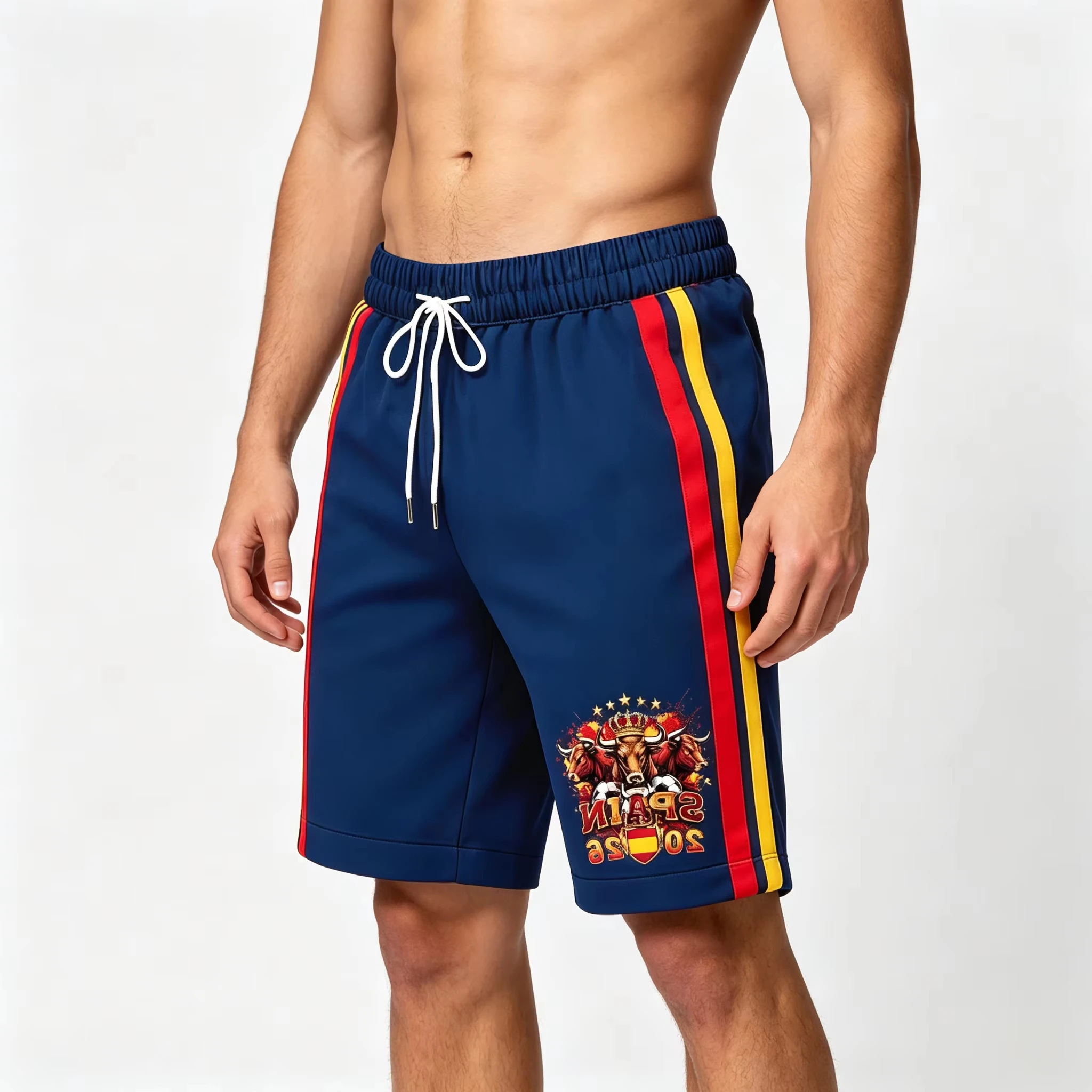 Spain Style Summer Fashion 3D Printed Men Quick Drying Shorts Comfortable Loose Casual Outdoor Vacation Sports Football Shorts