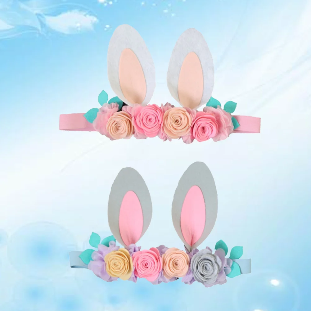 

2 шт., повязки для волос с пасхальным кроликом, удобные очаровательные головные уборы для младенцев, вечерние аксессуары для танцев, белые, серые обручи для волос