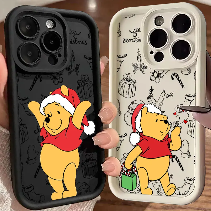 Disneies Christmas Cute Winnie Phone Case For Oppo Reno12 Reno11 Reno10 Reno8 7 Reno6 Z T F Pro Plus 4G 5G Soft TPU Back Cover