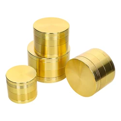 40/50/56/63mm Gold Herbal Crusher Tobacco Grinder Smoke Kitchen Zinc Alloy Herb 4 Layer Grinders Spice Cigarette Accessories