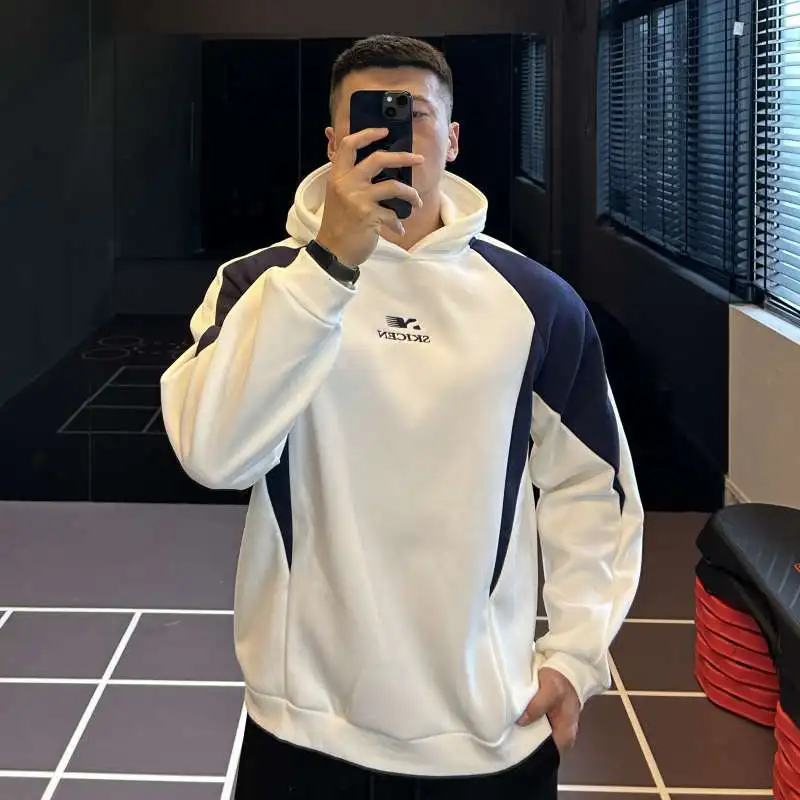 Large Size Men's Heavy Thick Hooded Sports Men's American Retro Training Long-sleeved Autumn and Winter Sweatshirt