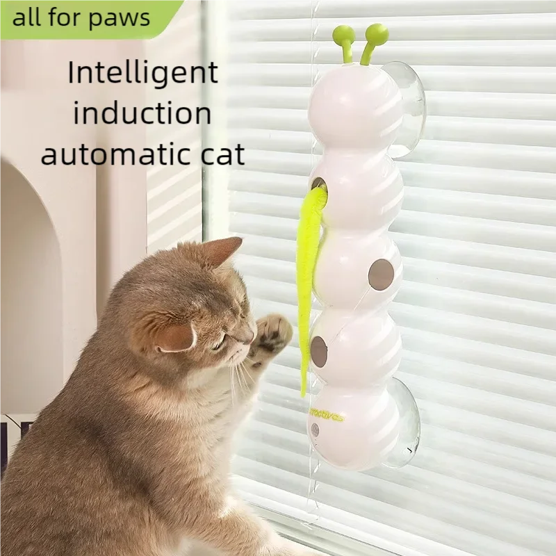 Interactive Cat Toy Motion Activated Wack A Worm Post Automatic Emerging Tail From Hole Teasing Kitten Play Cats Catnip Fun