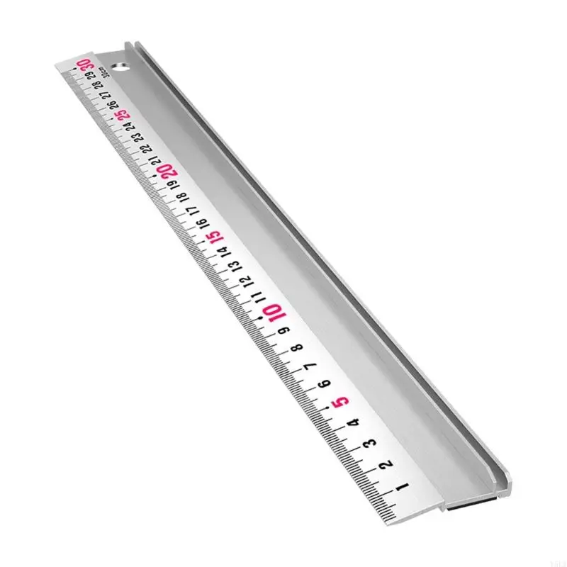 Y5LB Aluminum Metal Ruler with Guided Cutting Edges, Clear Metric Scale and Non Slip Support for Drafting and Craft Work