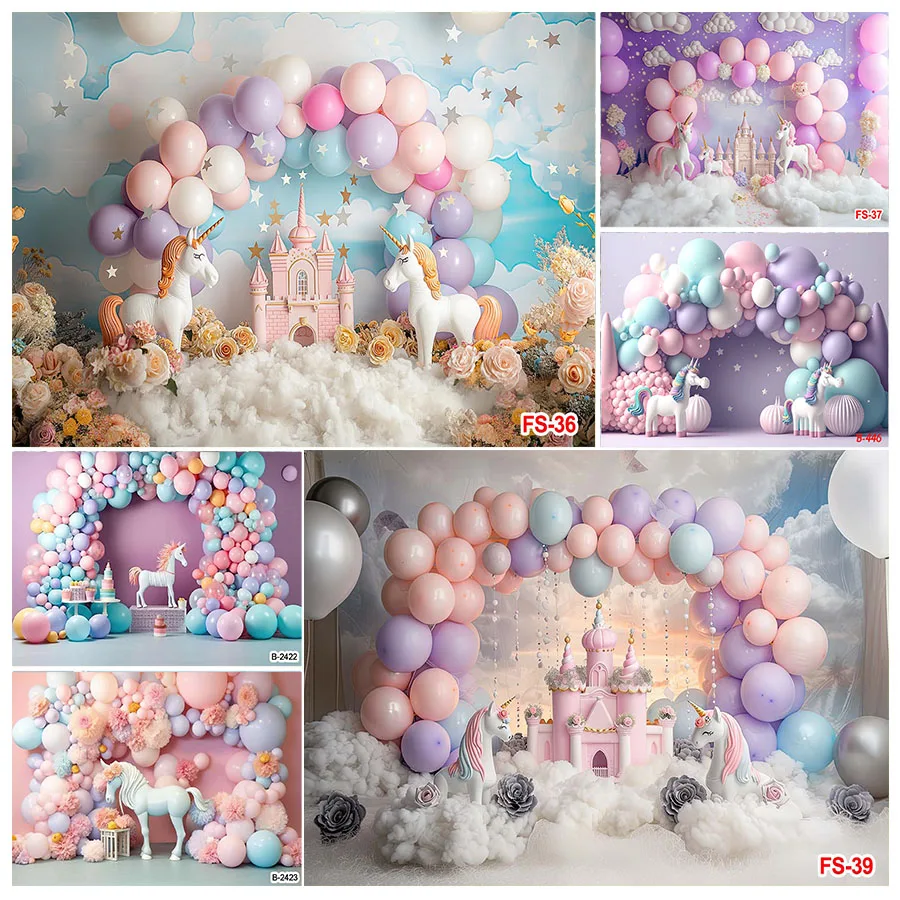 

Unicorn Backdrop Rainbow Clouds Stars Child Birthday Party Decor Newborn Baby Shower Photo Background Banner Photoshoot